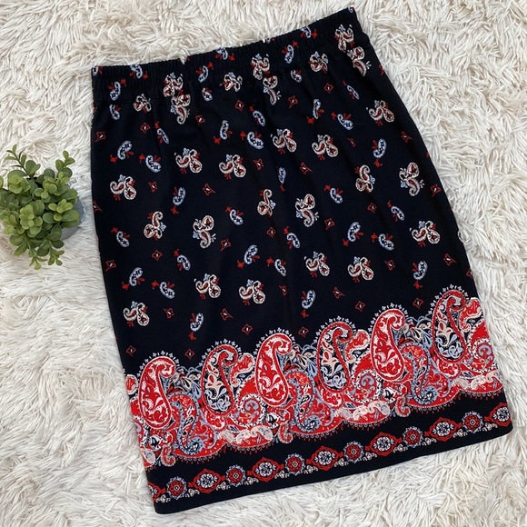🎉HP🎉 Loft Paisley Midi Skirt 💗 Black & Red - Picture 6 of 14